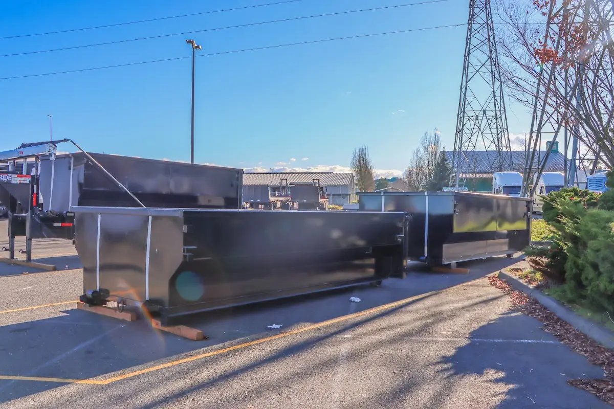 Roll-off dumpster ready for waste disposal at job site for 3 Yard Dumpster Rental in Midlothian
